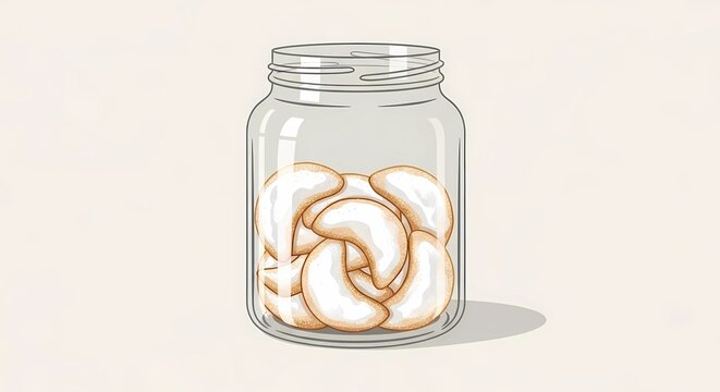 Putri Salju Cookies in Glass Jar Illustration, Indonesian Powdered Sugar Cookies