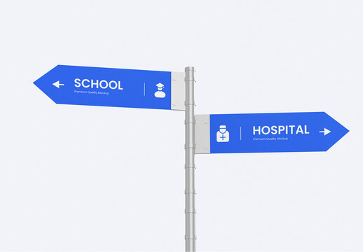 Editable Street Direction Sign Mockup