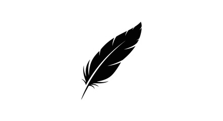 Obraz premium Black Feather Silhouette Isolated on White.