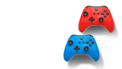 Wireless gaming controllers flying in air isolated on white background, symbolizing gaming technology concept © Vasyl Onyskiv