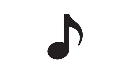 Single eighth note in simple flat design on white background for music symbol