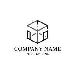 Simple Black Cube Logo Design Template.