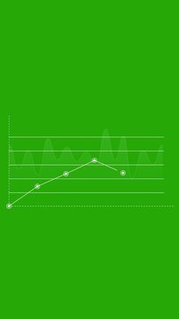 Financial graph analysis, Rising bar graph, Stock market graph on green background. Full HD. 4K