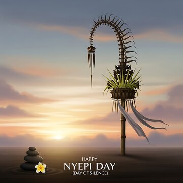 Happy Nyepi Day - A Balinese Day of Silence and Reflection at Sunset