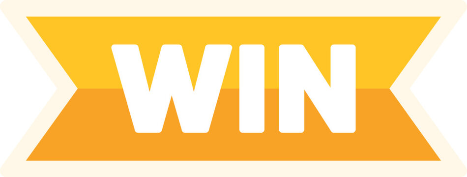 Yellow ribbon banner displaying the word win symbolizing achievement and competition