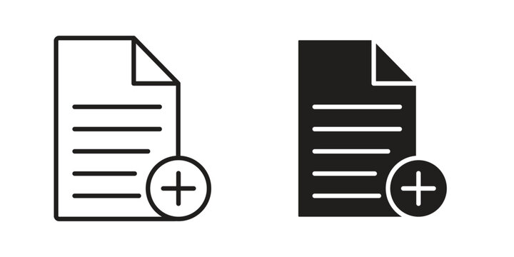 Add document icon - editable stroke vector illustration eps10.