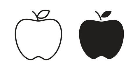 Apple icon - editable stroke vector illustration eps10.