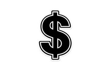 Obraz premium Black dollar sign icon with a white outline on a transparent background, symbolizing wealth, earnings, and payment
