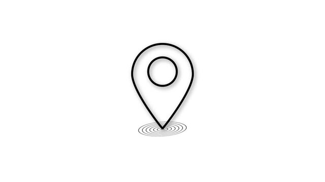 Location pin appearing animation of white map location on white background,with 4k motion background,