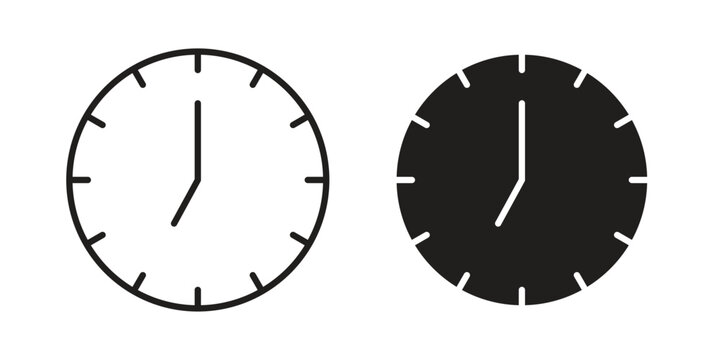 Clock seven icon - editable stroke vector illustration eps10.