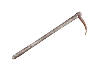 Obraz premium Old steel elephant hook with wooden grip isolated on white