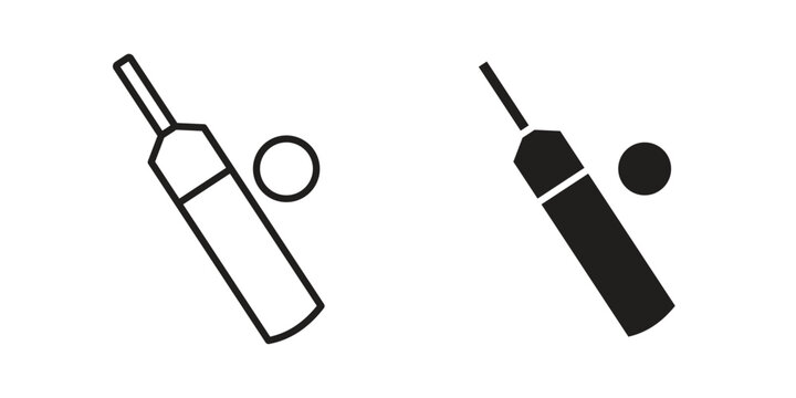 Cricket icon - editable stroke vector illustration eps10.