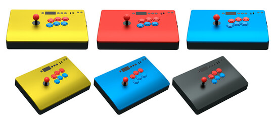 A set of arcade joysticks on isolated on white background with clipping path © Vasyl Onyskiv
