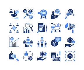 Customer Insights Icon Collection,  featuring Demographic, Buyer Persona, Target Market, Market Share, Pricing, Conversion, Distribution.