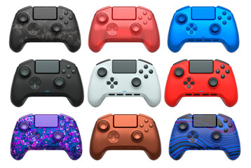 Collection of gaming controllers isolated on white background with clipping path © Vasyl Onyskiv