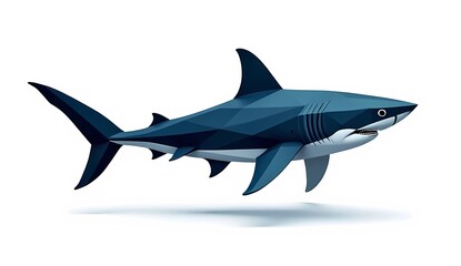 Fototapeta premium Abstract great white shark illustration, polygonal aquatic animal design