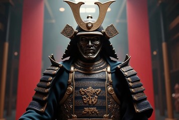 Majestic Samurai Warrior in Traditional Ornate Armor