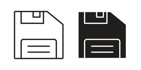 Floppy disk icon - editable stroke vector illustration eps10.