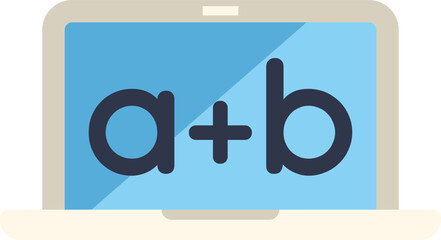 Laptop displaying algebraic equation on screen representing digital and online education