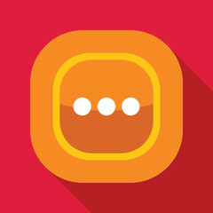 Orange ellipsis button icon for digital user interface on a red background