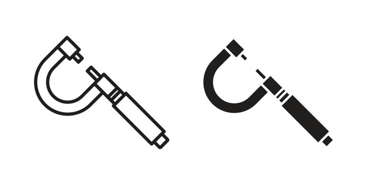 Micrometer icon - editable stroke vector illustration eps10.