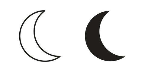 Moon icon - editable stroke vector illustration eps10. © Franklin