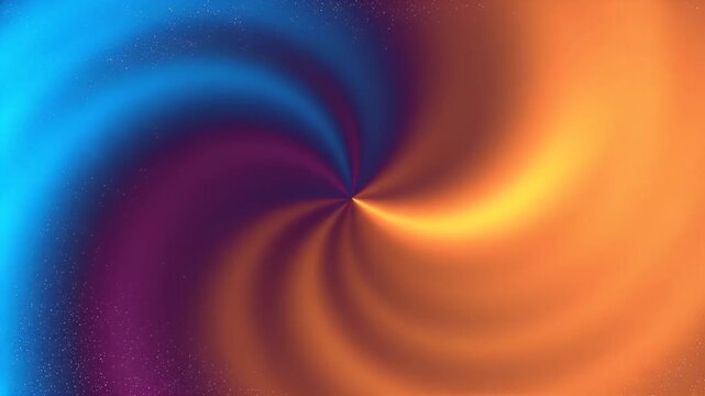 A swirling galaxy design with blended blues, purples, oranges, and sprinkled white dots