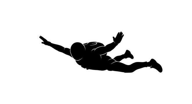 Skydiver in Free Fall Silhouette.