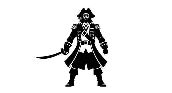 Pirate with sword and hat.