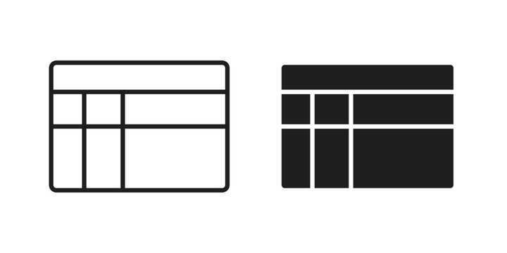 Table layout icon - editable stroke vector illustration eps10.