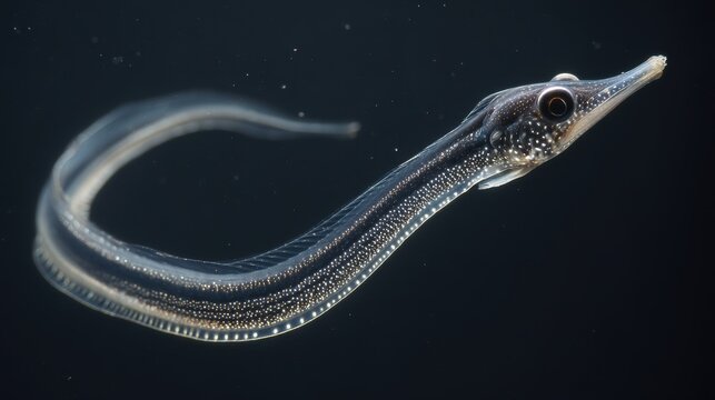 Transparent deep sea glass eel underwater