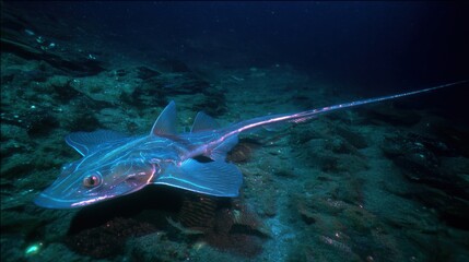 Obraz premium Deep Sea Guitarfish Underwater Marine Life