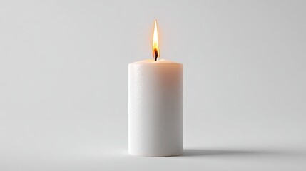 A glowing wax candle flame burns with a warm golden light against a dark black background, creating a romantic atmosphere for a holiday celebration or religious church decoration