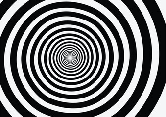 Obraz premium Hypnotic spiral pattern of black and white concentric circles creates a dizzying optical illusion