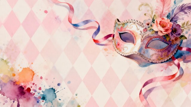 Colorful masquerade mask with floral decoration