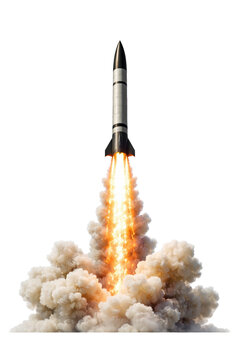 missile injection smoke fire isolated for backgroud - ai generated
