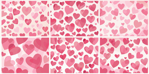 A repeating pattern of overlapping pink and white hearts on a background