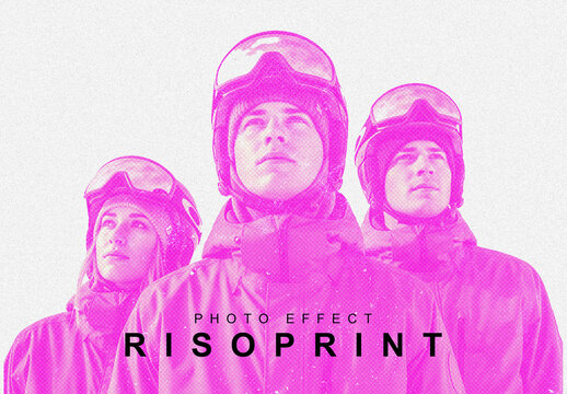 Pink Risoprint Photo Effect PSD Template