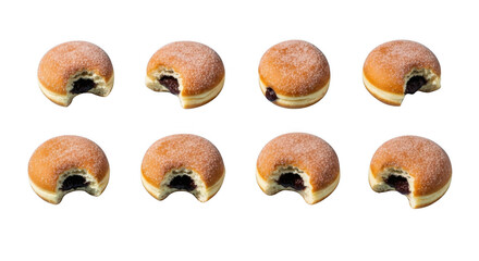 Delicious assorted jelly filled donuts with sugar topping