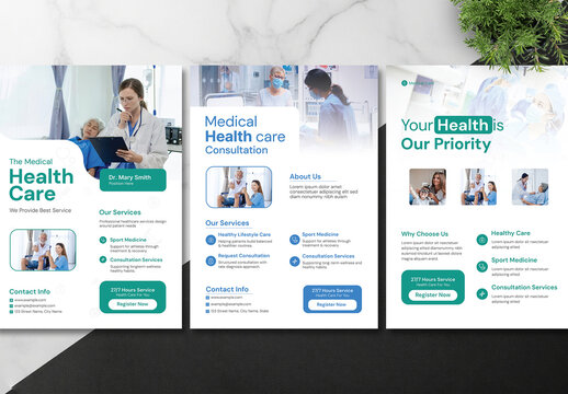 Modern Medical Health Care and Doctor Appointment Flyer Template