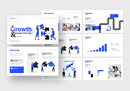 Business Growth and Strategic Planning Presentation with Blue Accents