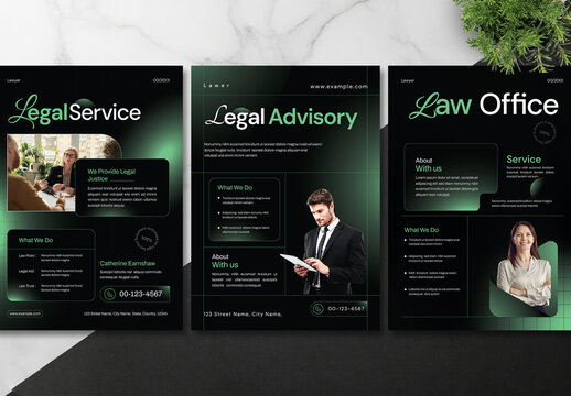 Modern Legal Service Flyer Design with Green Accents