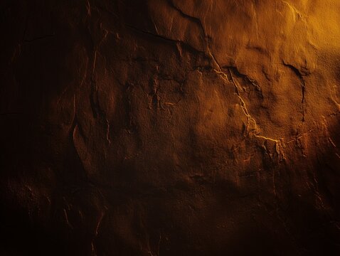 Dark Brown Stone Texture with Warm Light &ndash; Dramatic Luxury Background Surface