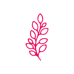 Pink Botanical Line Art Icon