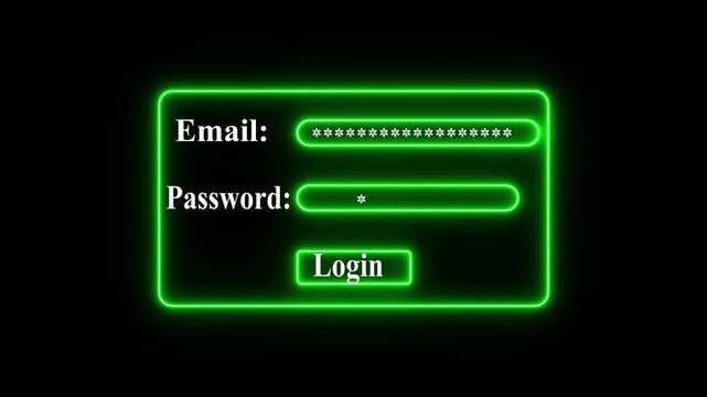 Neon Green Secure Login Interface Email Password Authentication Cyber Security Technology Concept