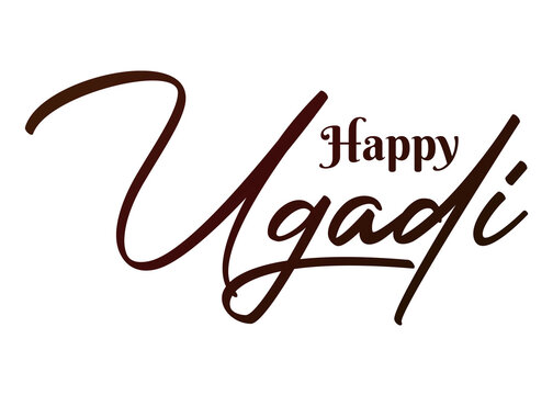 Happy Ugadi Festival Text PNG Transparent Background