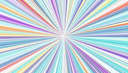 Vibrant pastel rays emanate from a central point, creating a dynamic and abstract burst of colorful energy