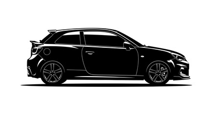 Fototapeta premium Black car silhouette illustration modern vehicle design isolated on white