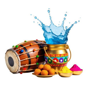 Bright holi objects clean cutout