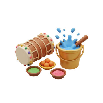Dhol and gulal holi decoration